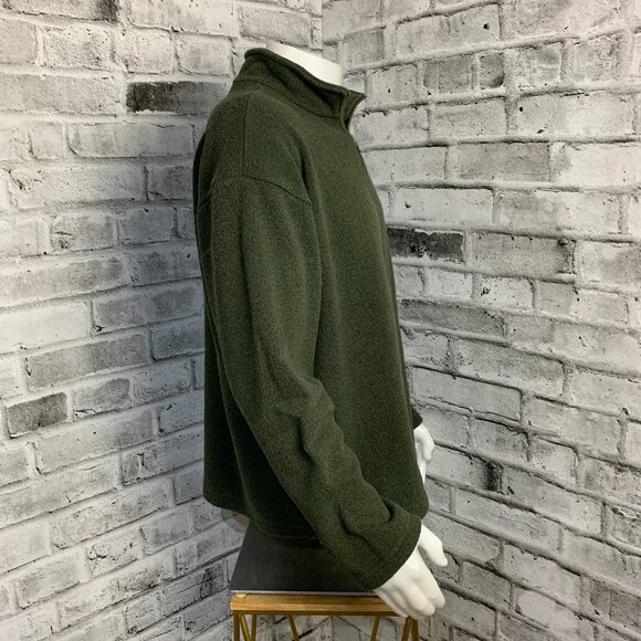 Vintage 1/4 Zip Fleece Henley Sweater Jacket Mens L Embroidered Green Pullover - Picture 4 of 11